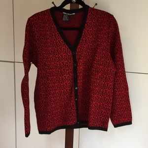Nina Leonard Leopard Cardigan Sweater